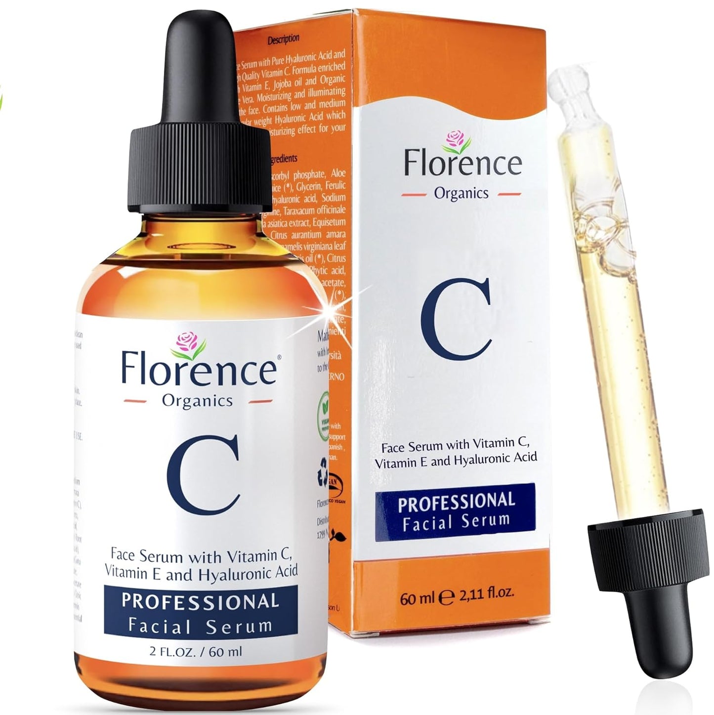 Vitamin C Serum for Face β Anti-Aging Facial Serum with Vitamin C, Hyaluronic Acid, Niacinamide, B5 & Vit E. Brightening Facial Essence for Dark Spots, Fine Lines, Wrinkles & Glowing Skin, 2 Fl Oz